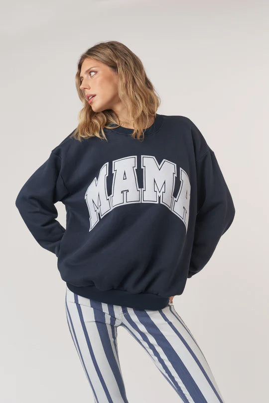 Flocked Mama Sweatshirt - Navy