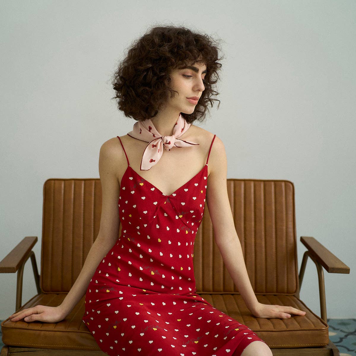 "Twin Hearts" Silk Crepe Bandana