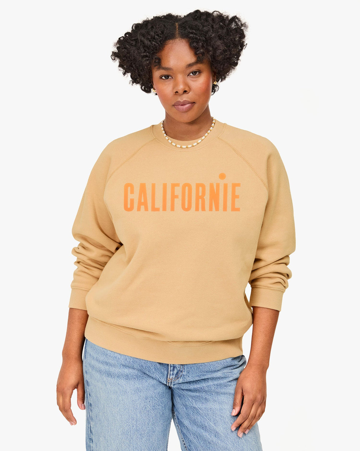 Californie Sweatshirt Sand w/ Neon Orange - Clare V