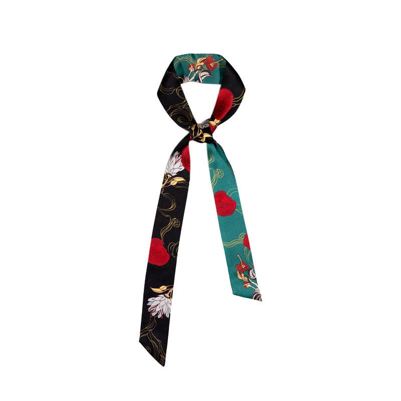 "Dream Hunter" Silk Skinny Scarf- Emerald Green