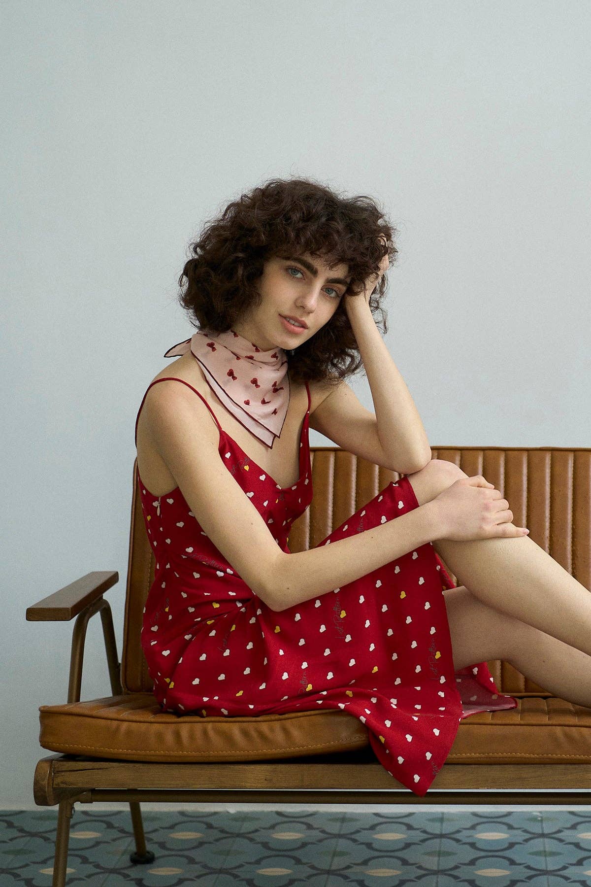 "Twin Hearts" Silk Crepe Bandana