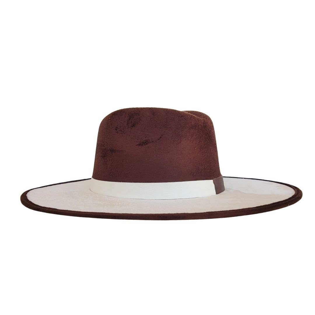 CONRAN  Women's Fedora Crown Beige and Brown Hat