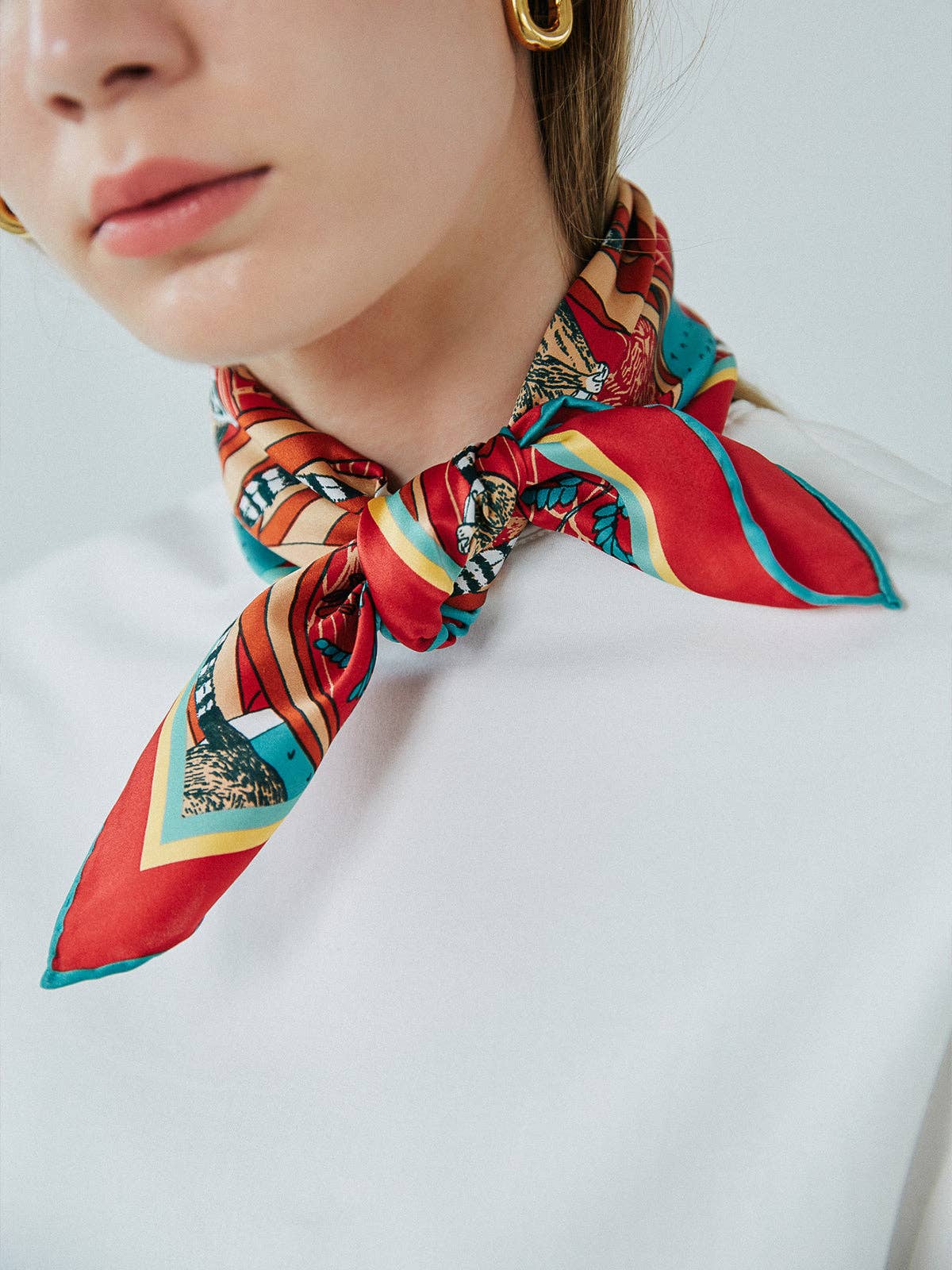 "Madagascar" Silk Bandana - Red