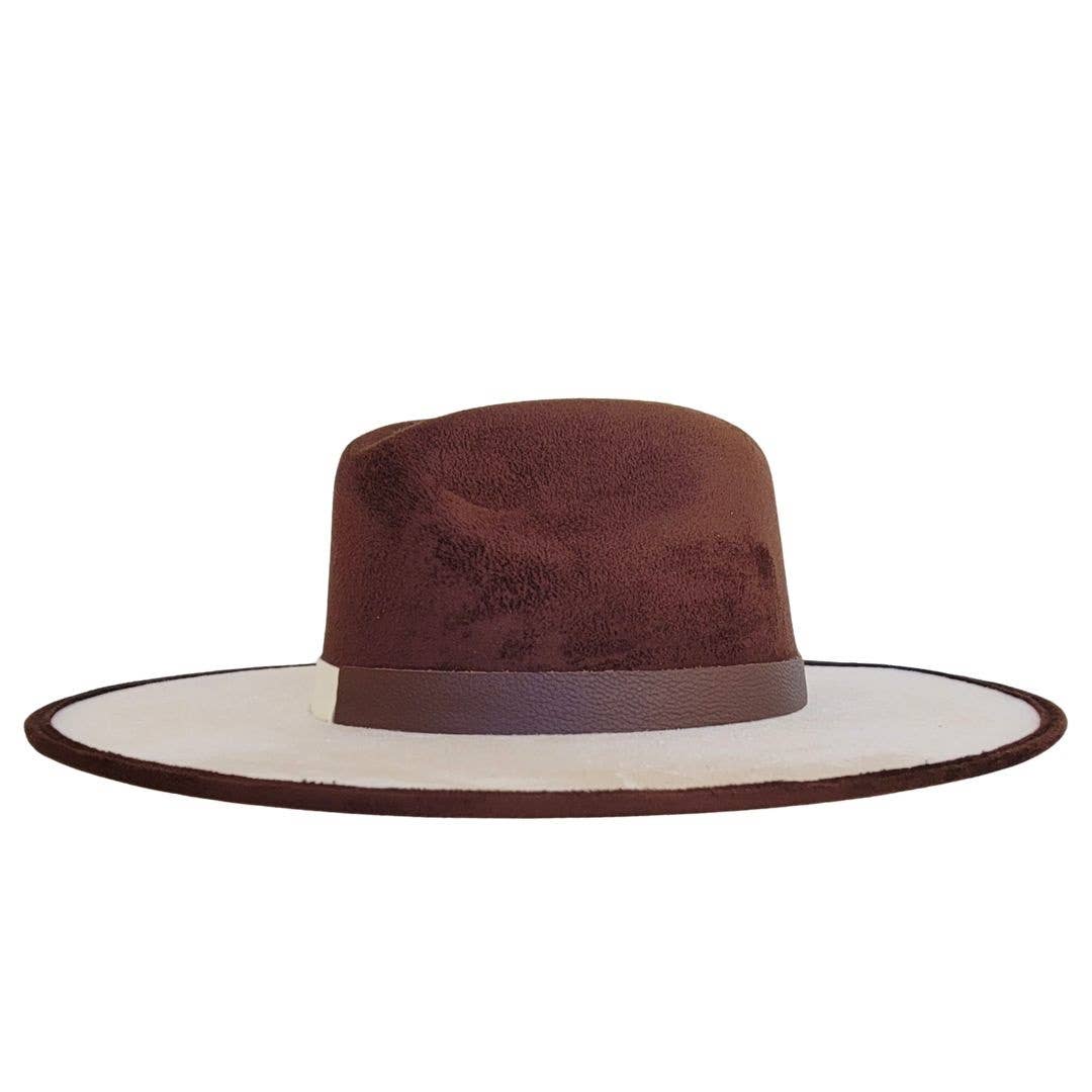 CONRAN  Women's Fedora Crown Beige and Brown Hat