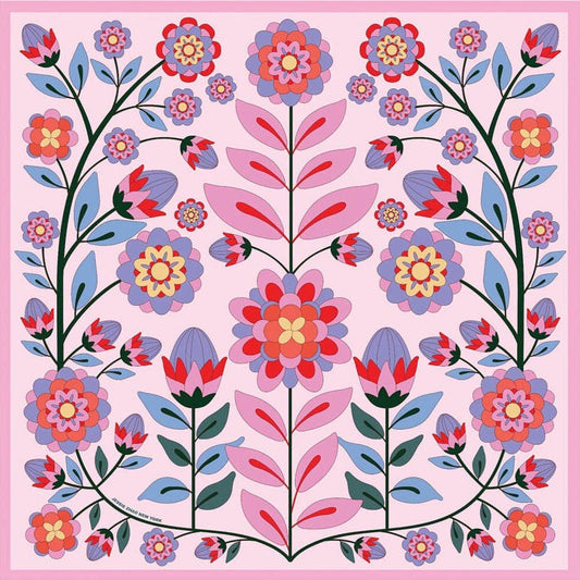 Double Sided Silk Scarf Of Pink Garden