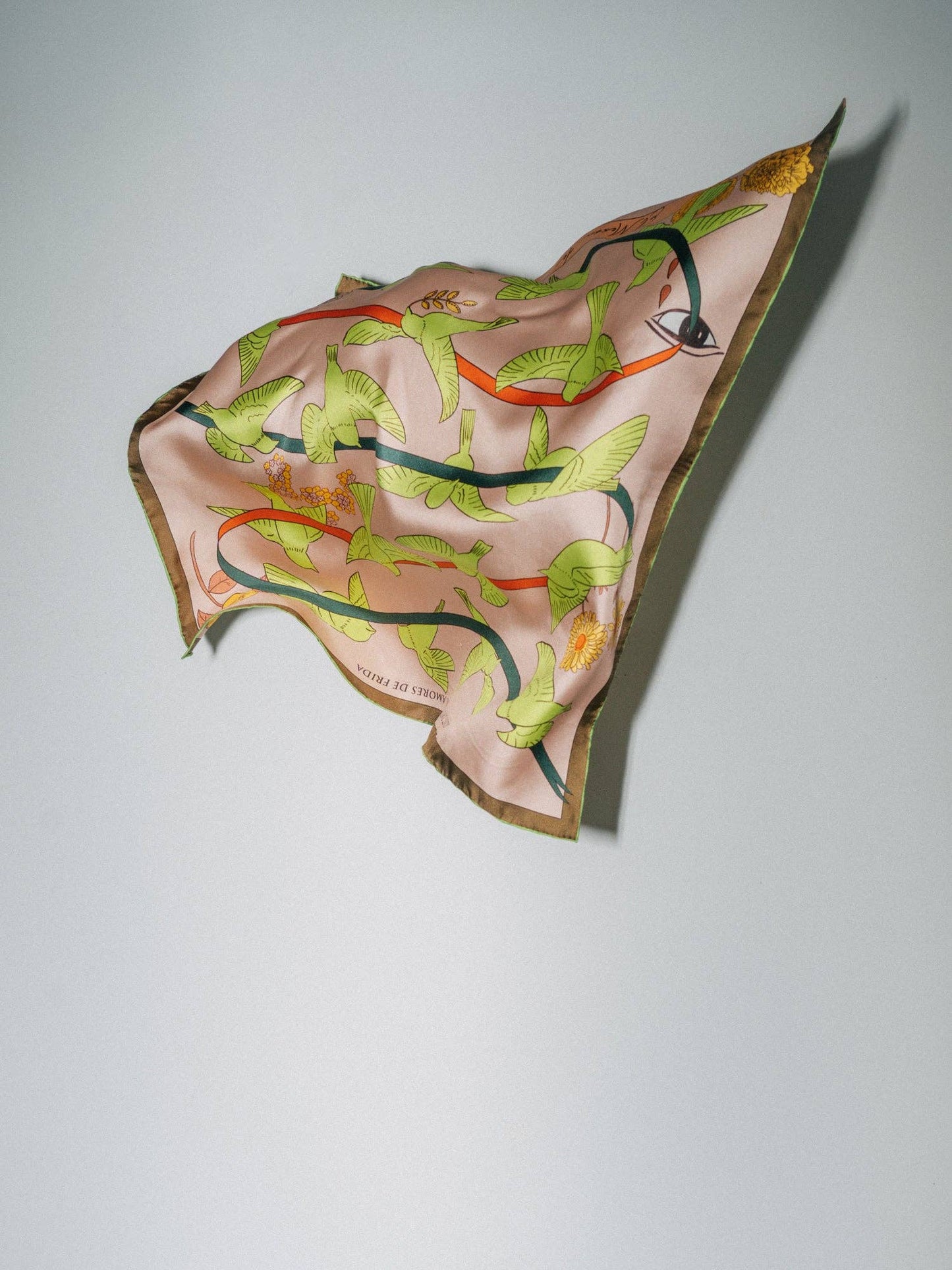 FRIDA x LOST PATTERN "House of Frida" Silk Bandana Scarf - Neon Green