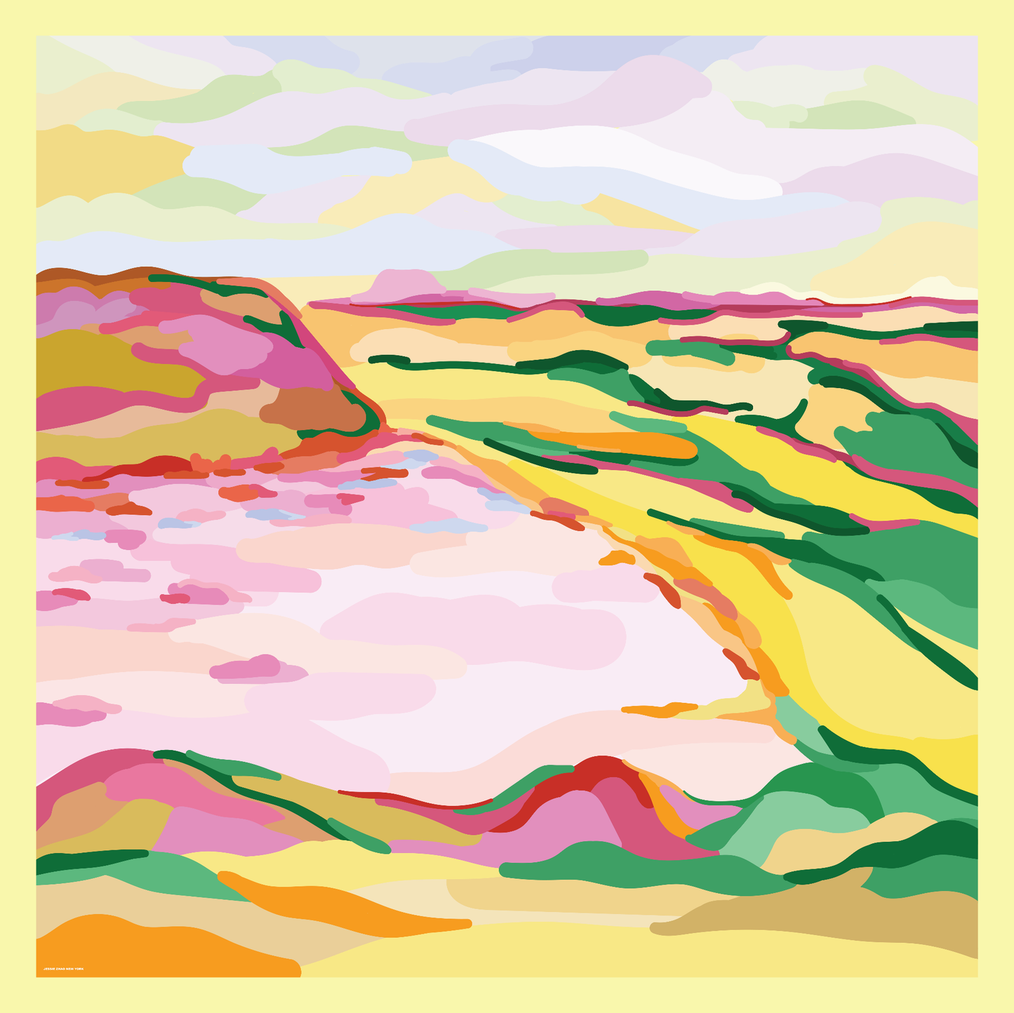 Double Sided Silk Scarf of The Harvest