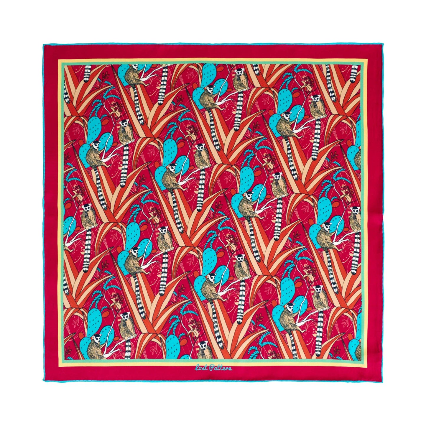 "Madagascar" Silk Bandana - Red