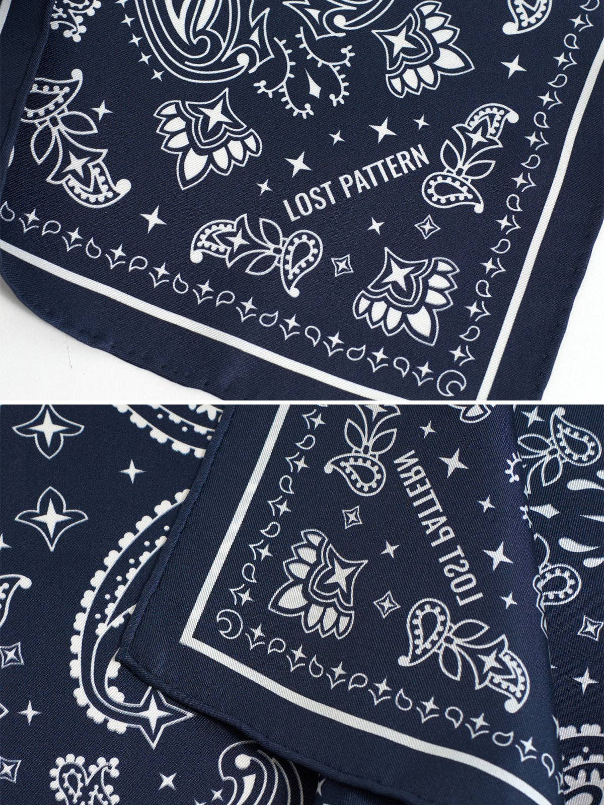“Paisley" Silk Bandana Scarf - Midnight Blue