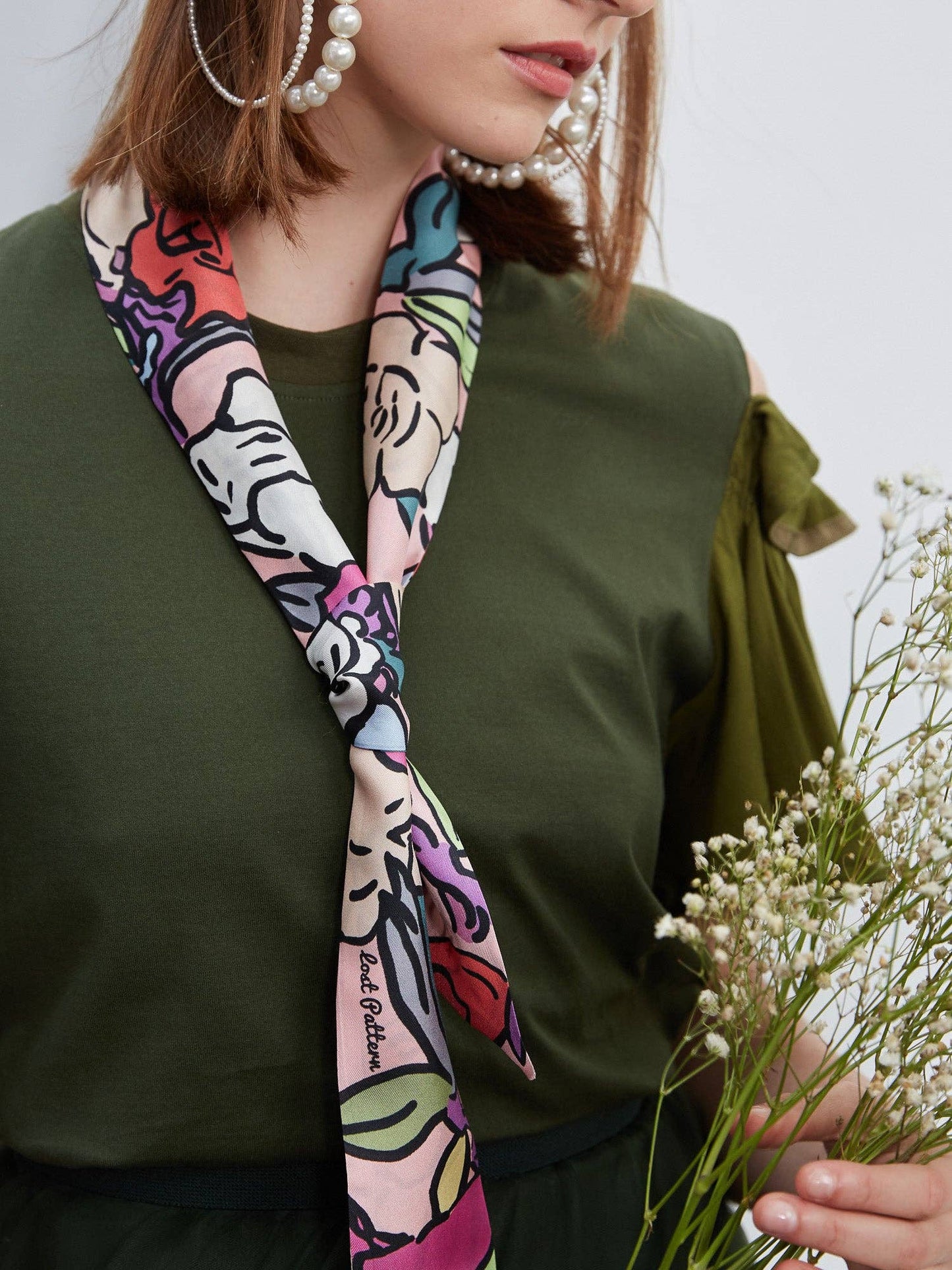 "Azalea" Silk Skinny Scarf