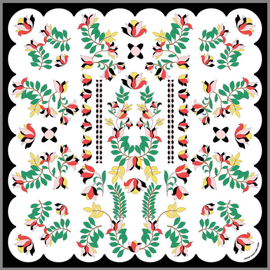 Double Sided Silk Scarf Floral Parade