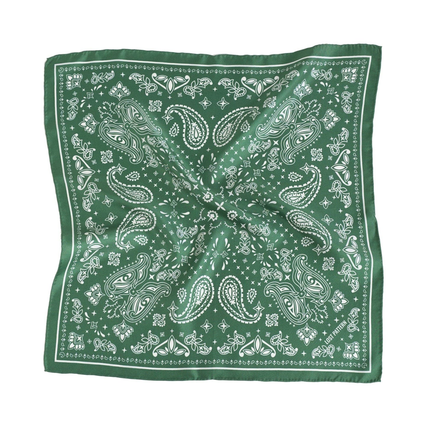 “Paisley" Silk Bandana Scarf - Sagebrush Green