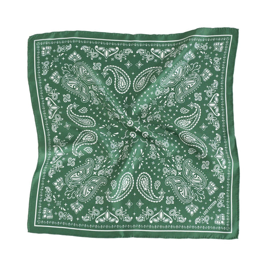 “Paisley" Silk Bandana Scarf - Sagebrush Green