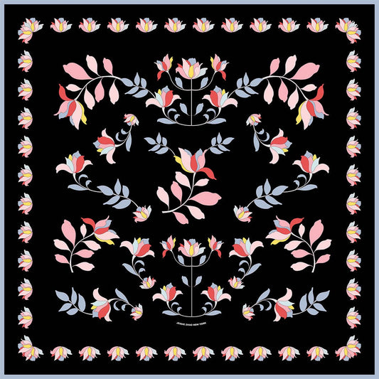 Double Sided Silk Scarf Midnight Garden