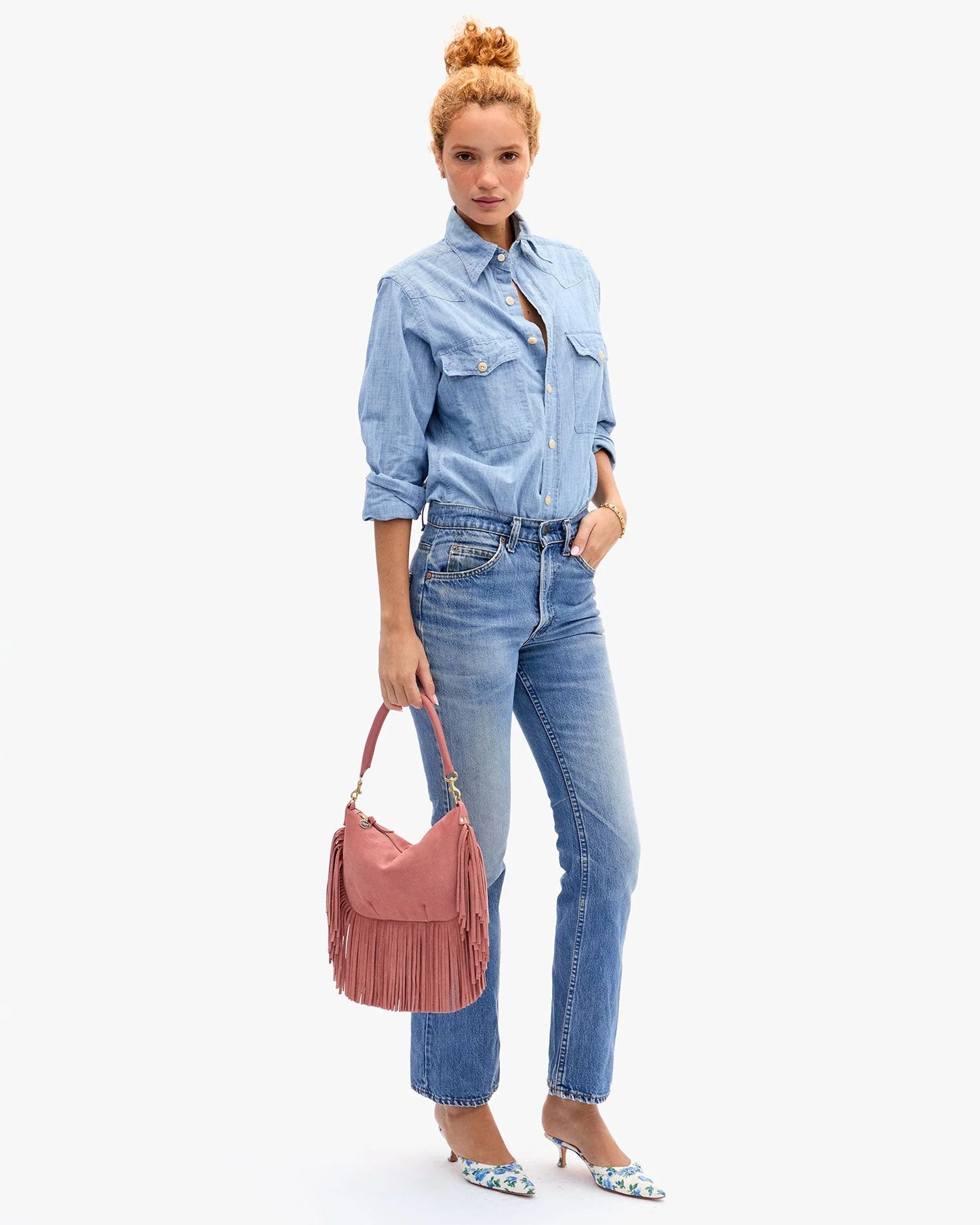 Clare V - Petit Moyen Rose Clay Suede Fringe