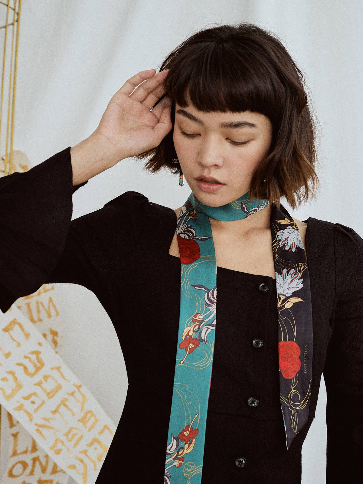 "Dream Hunter" Silk Skinny Scarf- Emerald Green