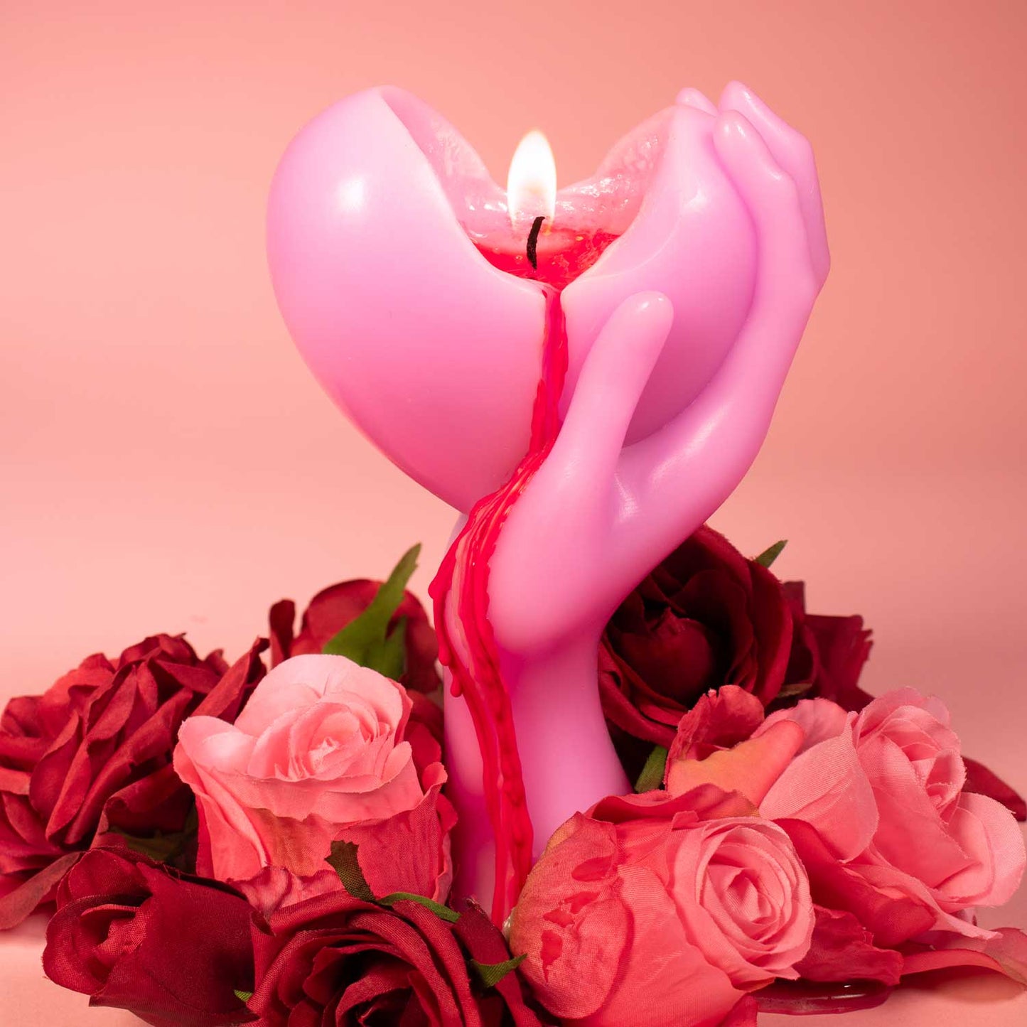 Heart Burn Candle - 7" Tall, Bleeding Heart, 18 Hr Burn Time