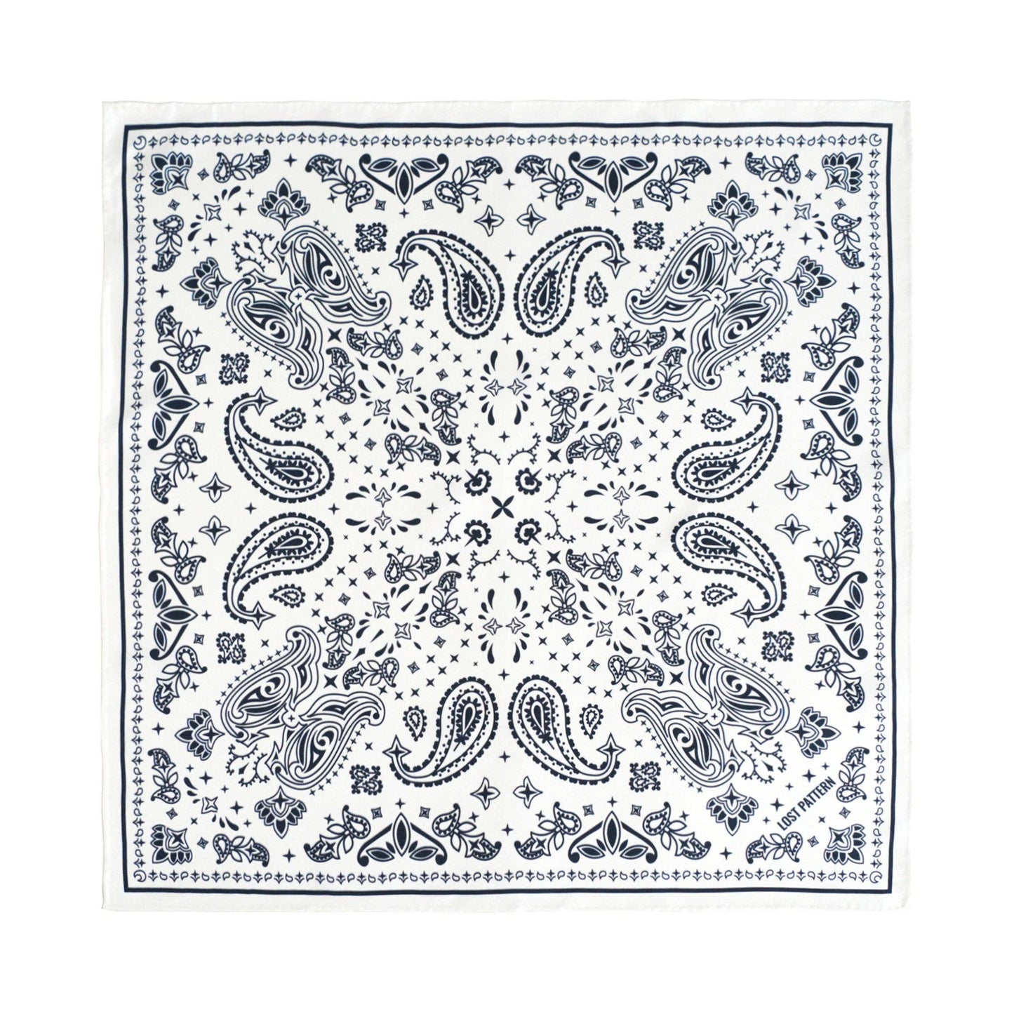 “Paisley" Silk Bandana Scarf - Moonlight White