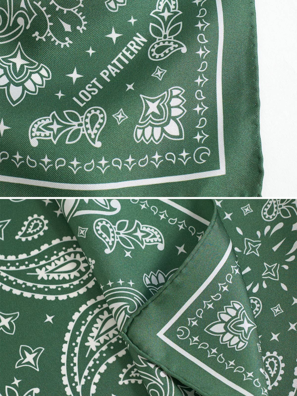 “Paisley" Silk Bandana Scarf - Sagebrush Green