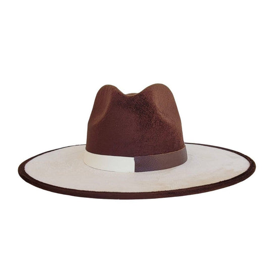 CONRAN  Women's Fedora Crown Beige and Brown Hat