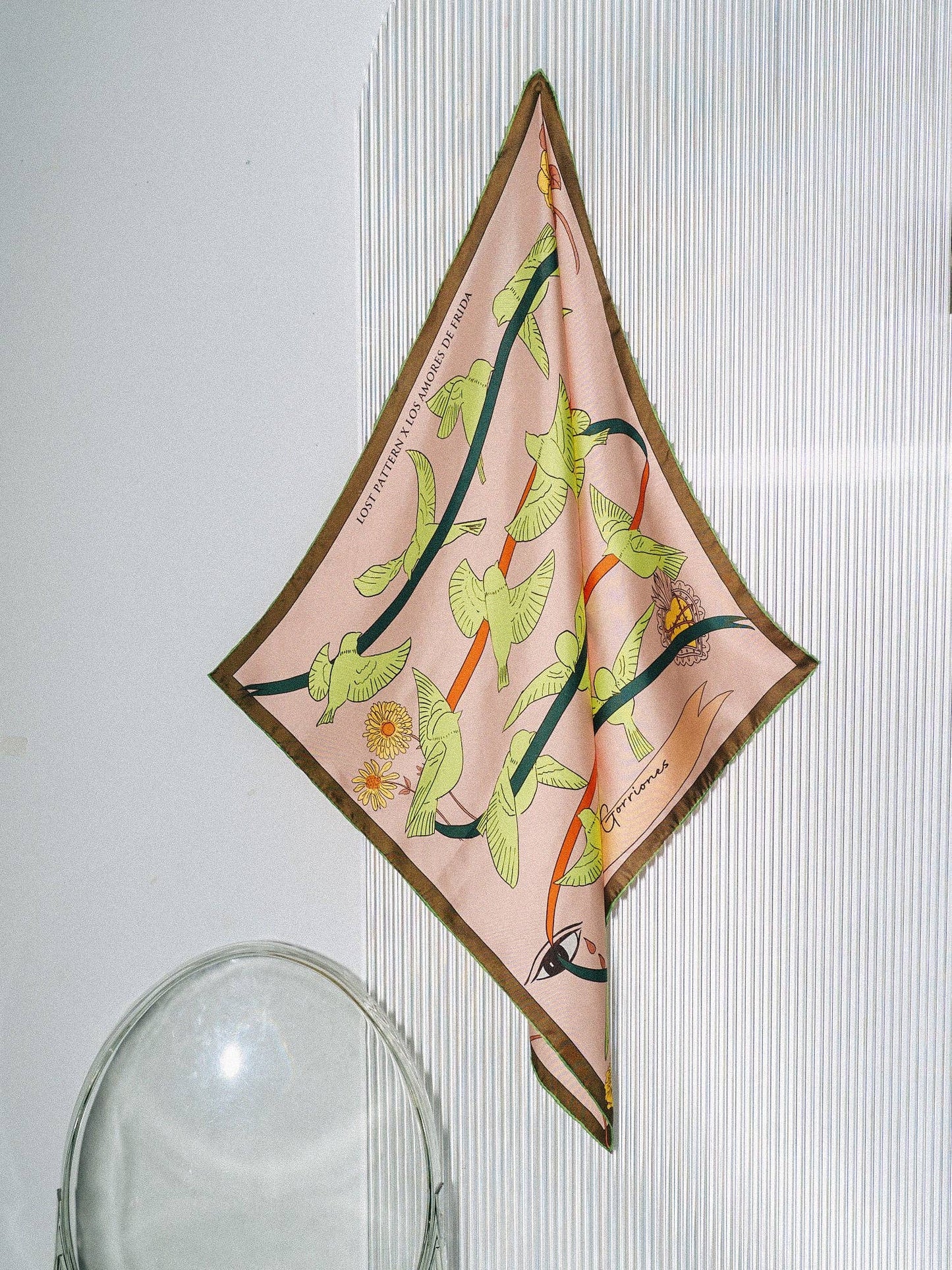 FRIDA x LOST PATTERN "House of Frida" Silk Bandana Scarf - Neon Green