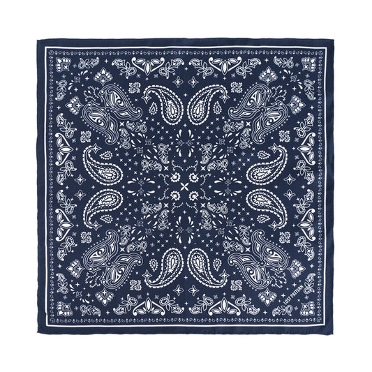 “Paisley" Silk Bandana Scarf - Midnight Blue