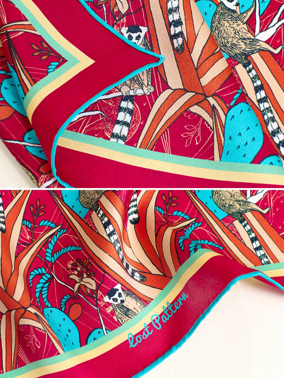 "Madagascar" Silk Bandana - Red