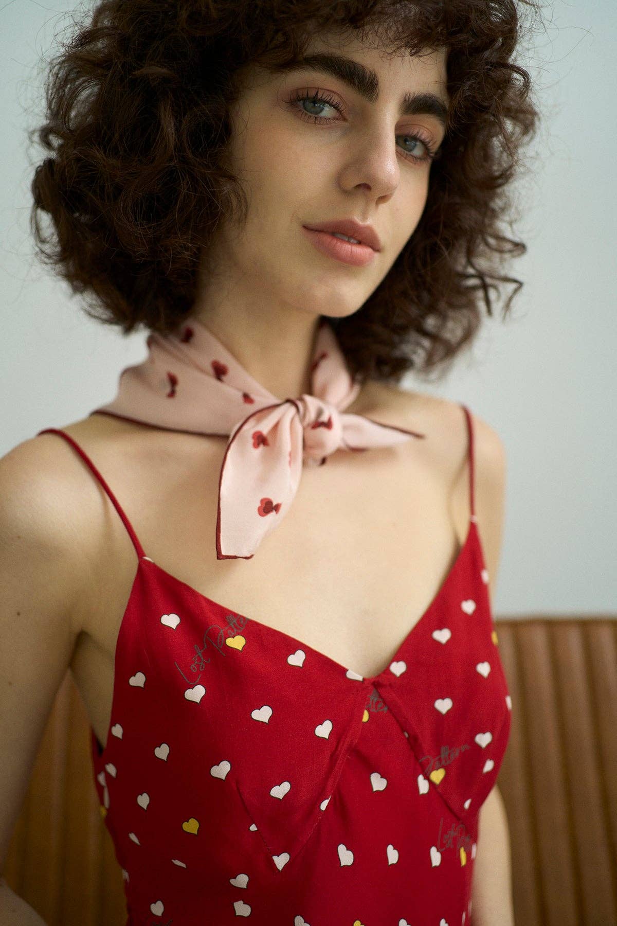 "Twin Hearts" Silk Crepe Bandana