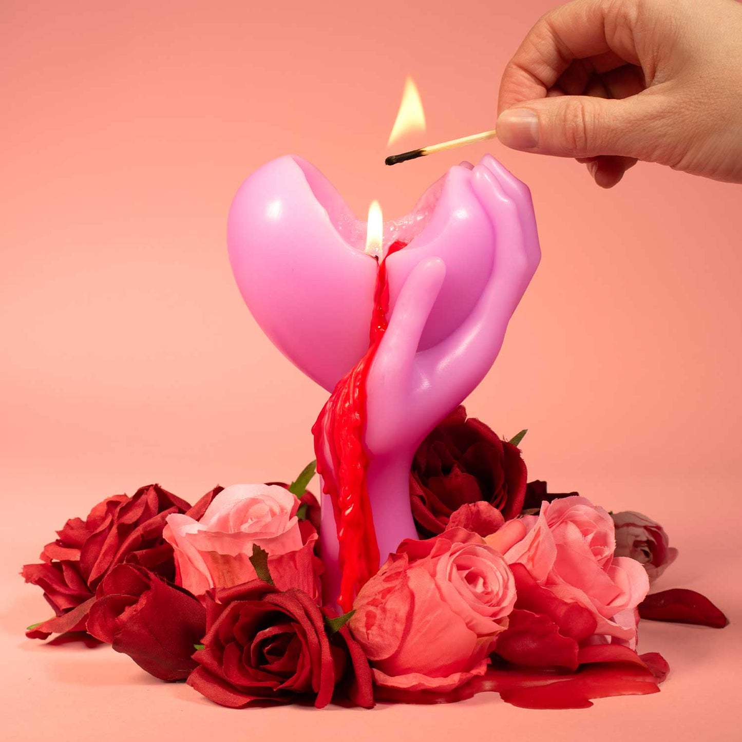 Heart Burn Candle - 7" Tall, Bleeding Heart, 18 Hr Burn Time