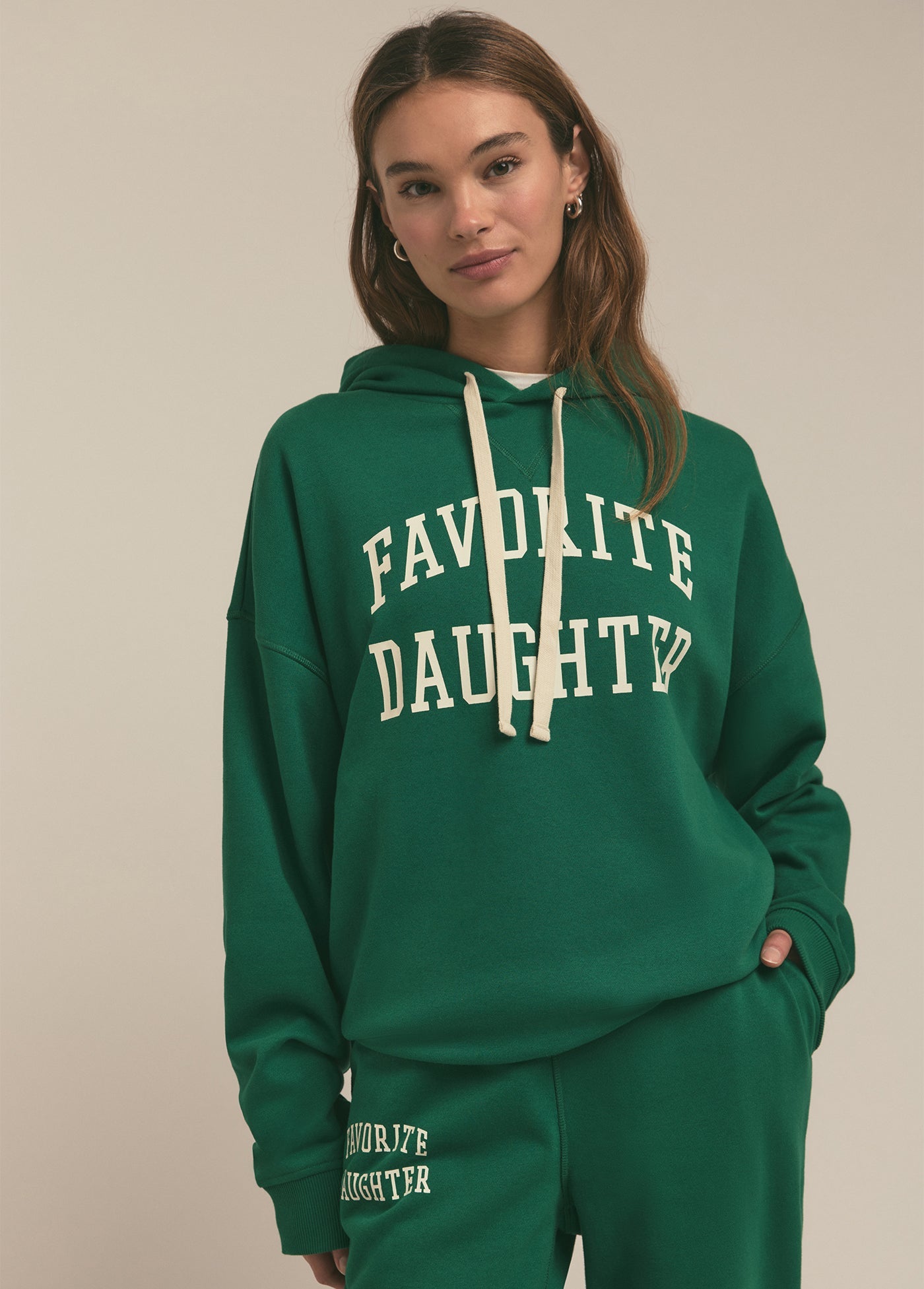 Collegiate Hooded Sweatshirt - Favorite Daughter Emerald