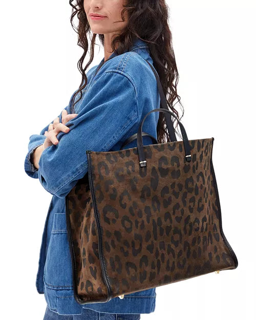 Clare V.Simple Suede Tote - cocoa leopard