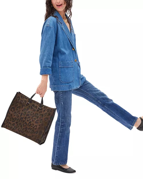 Clare V.Simple Suede Tote - cocoa leopard