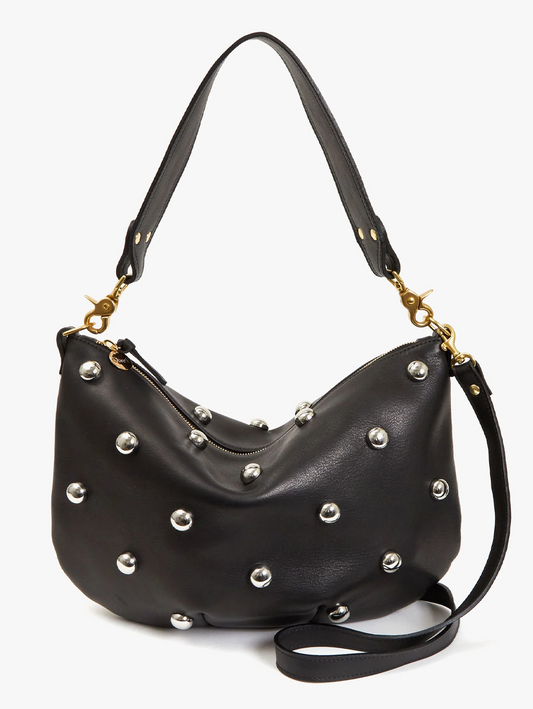 Clare V Moyen Messenger - black with studs