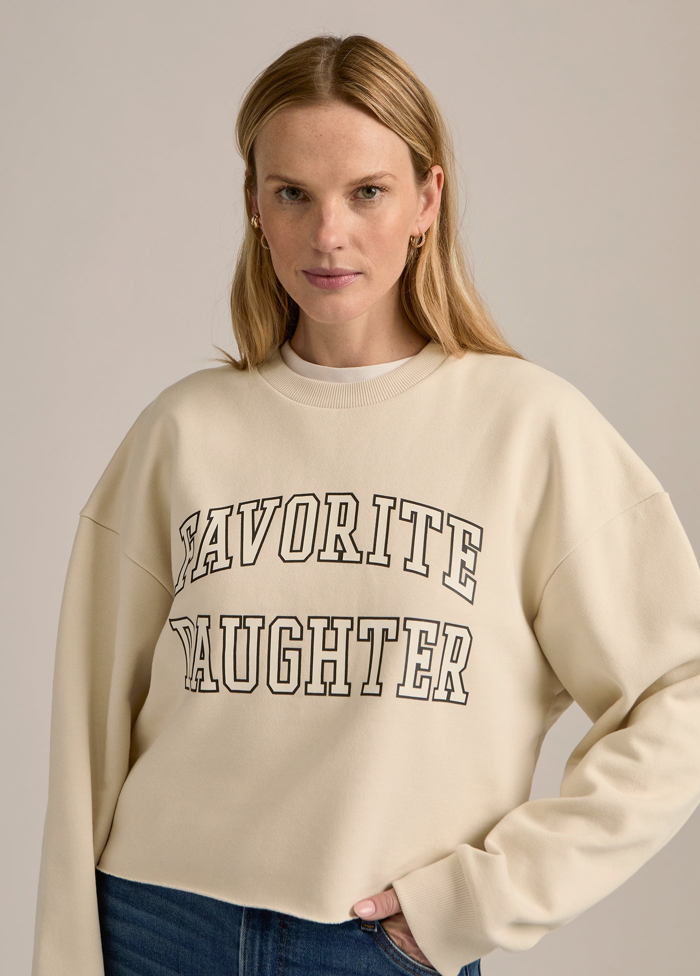 Cropped Collegiate Sweatshirt - Favorite Daughter